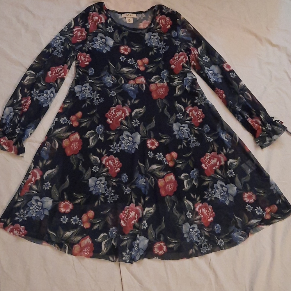 Long sleeves women flare midi dress